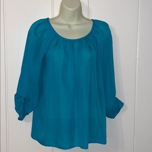 ‎Cynthia Rowley turquoise polyester blouse
